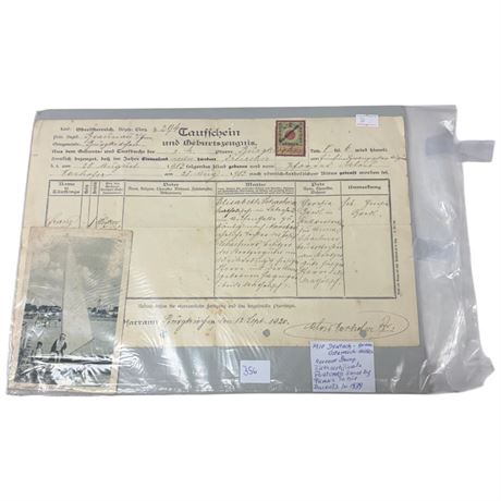 1910 Deutsch Ostereich Revenue Stamp Birth Certificate