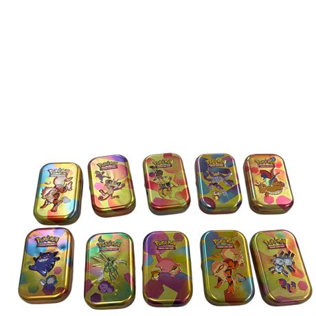 Assorted Pokemon Tins Full Of Cards