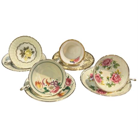 8 Assorted Paragon Tea Cups & Saucers