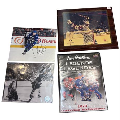 Assorted Tim Hortons Hockey Cards & Hockey Photo On Plaque