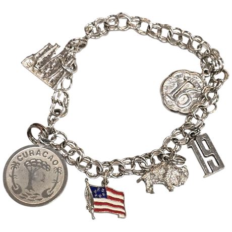 Sterling Silver Charm Bracelet With Silver Charms
