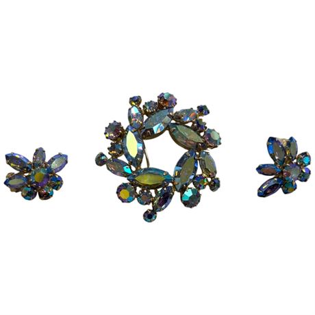 Vintage Sherman Jewelry Brooch And Earrings Set