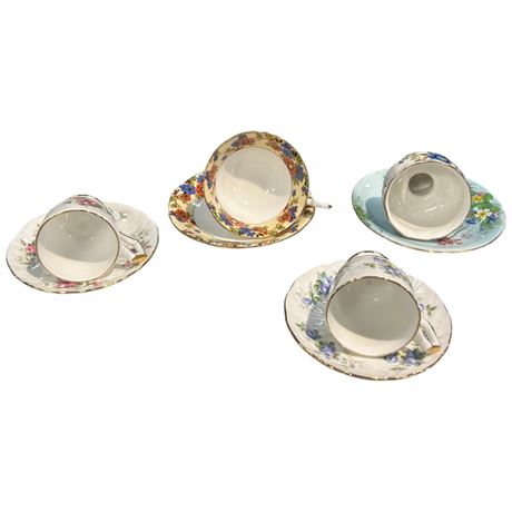 8 Assorted Aynsley Tea Cups & Saucers