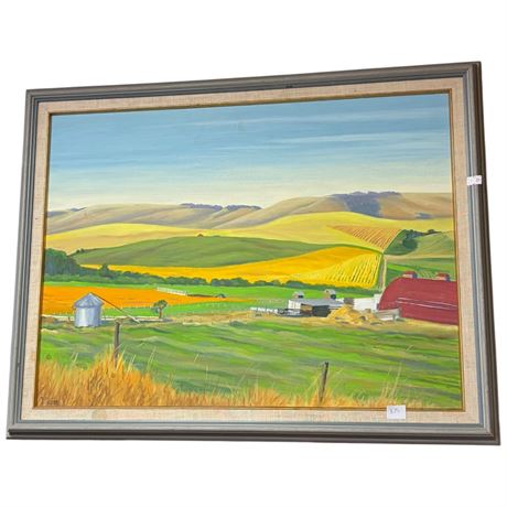 Framed Oil On Board Of Farm Scene Signed By Artist
