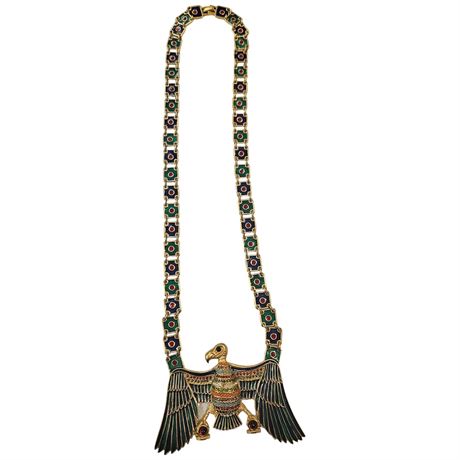 Vintage D'Orlan Winged Vulture Goddess Nekhbet Pendant Necklace