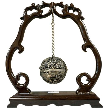 Vintage Hanging Incense Burner With Dragon & Bird Motif