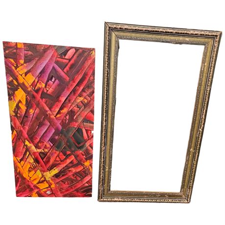 Framed Abstract Oil On Board