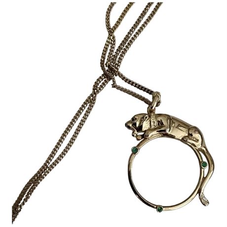 Art Deco Magnifying Glass With Panther On Chain
