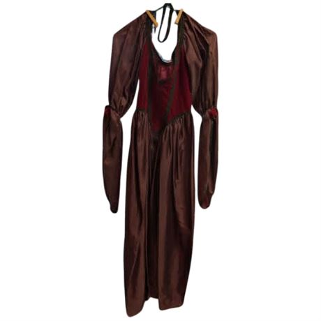 1996 Custom Made Burgundy velvet gown with net crinoline and choker