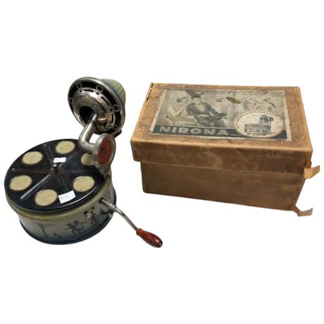 Early Nifty Nirona Phonograph, With Original Box, Working
